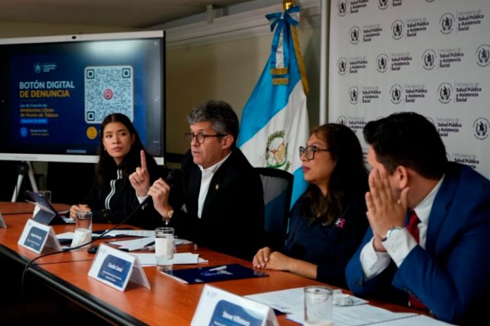 El Ministerio de Salud Pública y Asistencia Social (MSPAS) lanzó el Botón Digital de Denuncia, para las violaciones a la Ley de Creación de Ambientes Libres de Humo de Tabaco, como parte de la atención integral contra el cáncer.