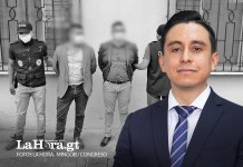 Jorge Miguel Castillo (derecha). A la izquierda, imagen de la captura de dos abogados, entre ellos, Luis Fernando Chacón Pivaral, abogado de Castillo involucrado en un caso de 2021.