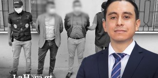 Jorge Miguel Castillo (derecha). A la izquierda, imagen de la captura de dos abogados, entre ellos, Luis Fernando Chacón Pivaral, abogado de Castillo involucrado en un caso de 2021.