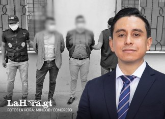 Jorge Miguel Castillo (derecha). A la izquierda, imagen de la captura de dos abogados, entre ellos, Luis Fernando Chacón Pivaral, abogado de Castillo involucrado en un caso de 2021.