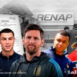 De izquierda a derecha, Cristiano Ronaldo, Lionel Messi, Kylian Mbappé y Erling Haaland, futbolistas cuyos nombres fueron registrados en el Renap. Arte La Hora: Alejandro Ramírez