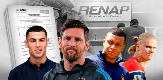 Desde Cristiano Ronaldo y Lionel Messi, hasta Haaland, estos son los nombres de futbolistas registrados por el Renap De izquierda a derecha, Cristiano Ronaldo, Lionel Messi, Kylian Mbappé y Erling Haaland, futbolistas cuyos nombres fueron registrados en el Renap. Arte La Hora: Alejandro Ramírez