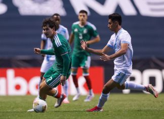 Selección sub-20 de Guatemala y México durante enfrentamiento del Premundial de la Concacaf. Foto La Hora: X/ Selecciones Nacionales Menores