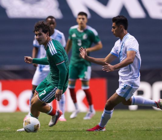 Selección sub-20 de Guatemala y México durante enfrentamiento del Premundial de la Concacaf. Foto La Hora: X/ Selecciones Nacionales Menores