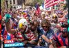 Aficionados de Estados Unidos apoyan a su equipo.