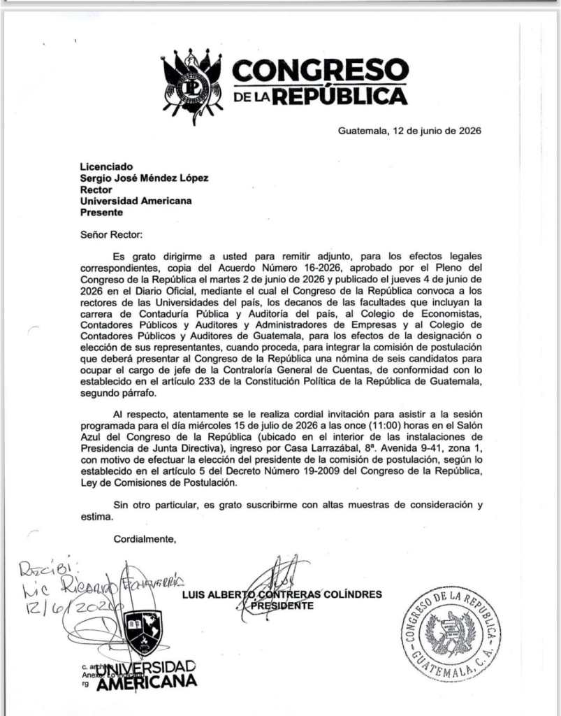 Convocatoria del Congreso de la República a las universidades Juan José Arévalo Bermejo y Americana. Foto: Cortesía