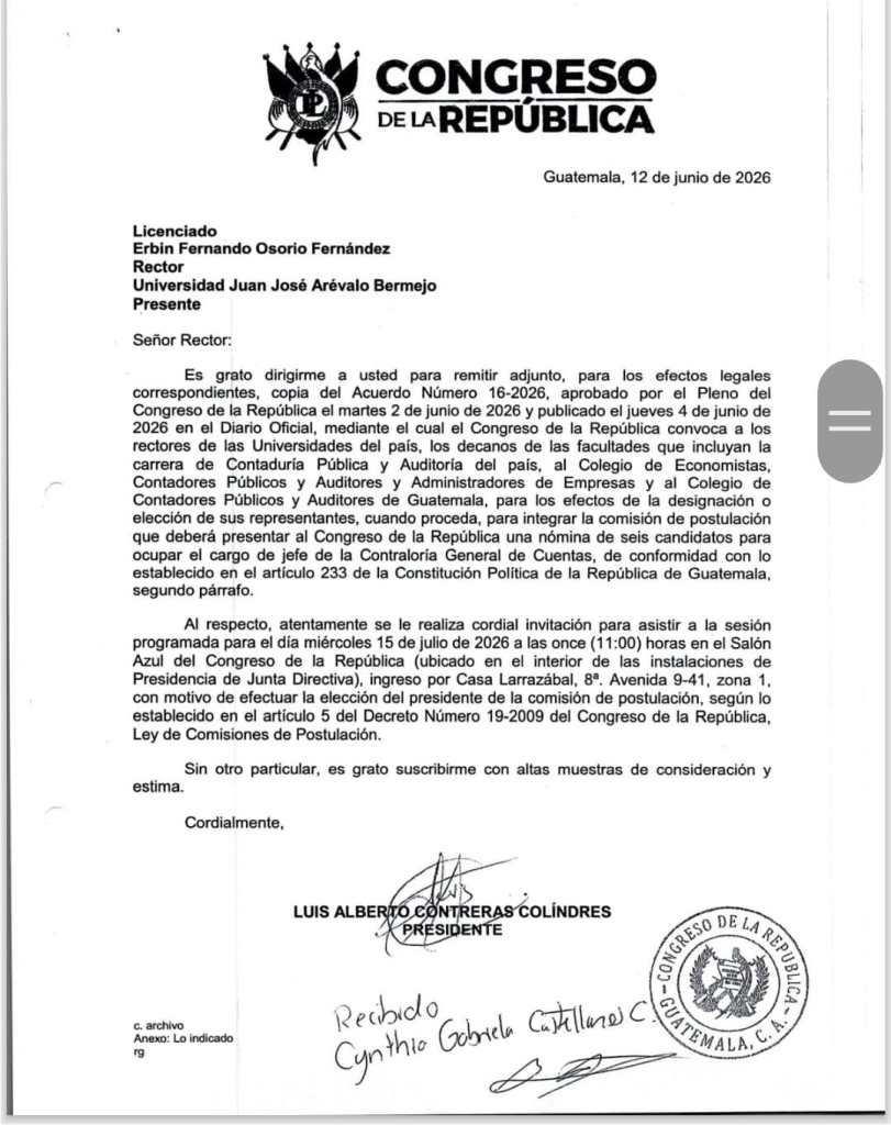 Convocatoria del Congreso de la República a las universidades Juan José Arévalo Bermejo y Americana. Foto: Cortesía