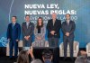 De izquierda a derecha: Juan Carlos Monroy, intendente de Verificación Especial; Juan Pablo Rodríguez, representante de RICS Management; Paola de la Torre, presidenta ejecutiva de GuateÍntegra; Carlos Arias, presidente del CACIF; y Estuardo Gamalero, director de la Junta Directiva de Bantrab.