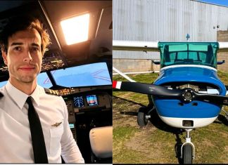 Bertazzo se quitó sus auriculares, acomodó sus cosas, desabrochó su cinturón y sin mediar más palabras abrió la puerta y se arrojó del avión Cessna 150. Foto La Hora: redes sociales