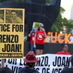 Personas participan en la protesta "ICE Out: Justicia para Lorenzo y Joan" en Foley Square, Nueva York. Foto La Hora: EFE