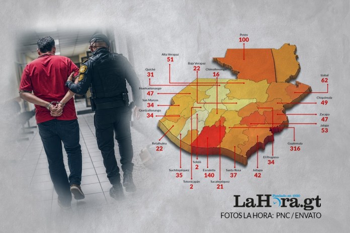 capturas armas ilegales Mapa de Guatemala y las cifras de capturas de personas que portan armas de fuego ilegales.