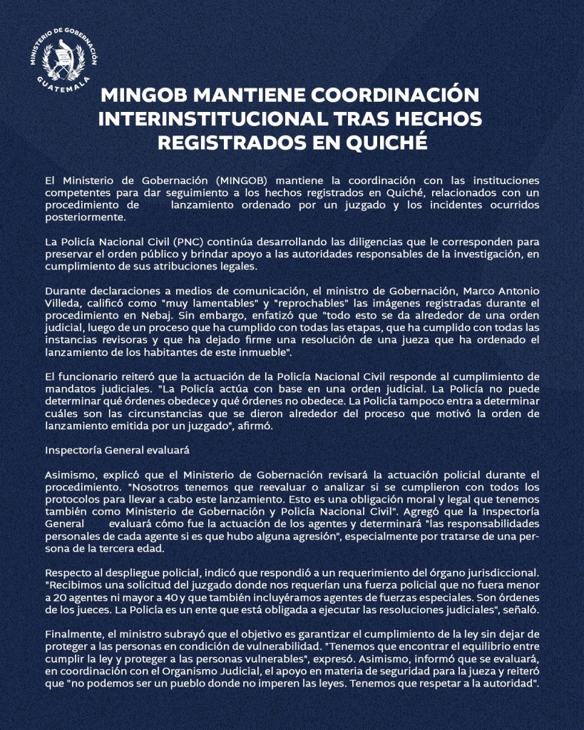 Comunicado del Mingob