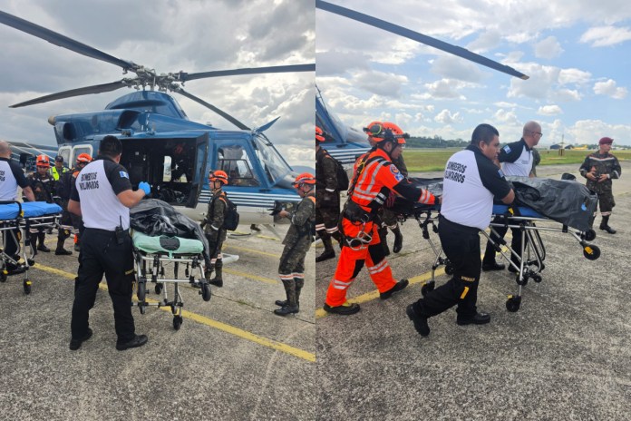 cuerpos fuerza aerea Dos cuerpos de las tres victimas del accidente aéreo en Chimaltenango han arribado a la Fuerza Aérea para ser procesados por autoridades correspondientes.