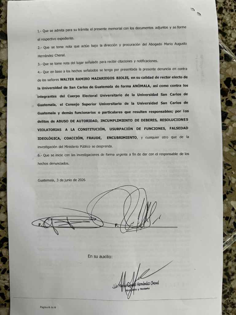 Texto de la denuncia