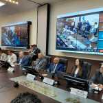 Autoridades del MEM, INDE y Comisión Nacional de Energía Eléctrica, se refieren a la iniciativa de ley de infraestructura para el transporte de energía. Foto: La Hora