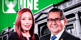 El jefe y subjefa del bloque UNE, José Inés Castillo, y Teresita De León, buscarán interpelar a los 14 ministros del gobierno de Arévalo. Arte: La Hora