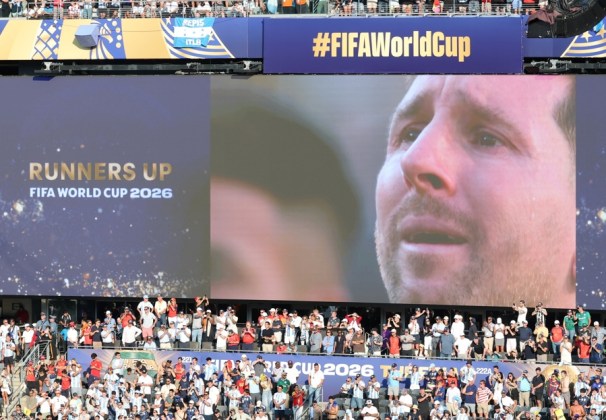ionel Messi de Argentina reacciona este domingo, en el partido de la final del Mundial de la FIFA 2026 entre Espa&ntilde;a y Argentina en el estadio MetLife en Nueva Jersey