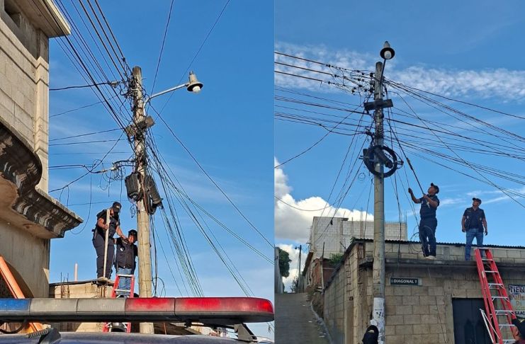 Operativo para retirar cámaras de videovigilancia en Chimaltenango. Foto La Hora: PNC