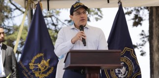 El ministro de Gobernación Marco Antonio Villeda en el su profesionalización en la inauguración del Curso de Formación para Guardia Penitenciario, el pasado 1 de julio. Foto La Hora: Mingob.