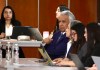 El expresidente de Ecuador Lenín Moreno (i) asiste a la audiencia en la que conocerá su sentencia en el denominado caso Sinohydro. Foto La Hora: EFE