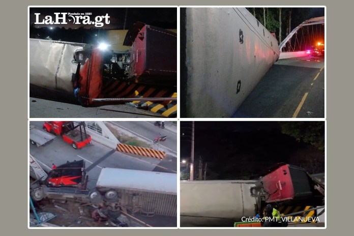Accidente Villalobos Un tráiler volcó al final de la cuesta de Villalobos y causó complicaciones viales en el sector