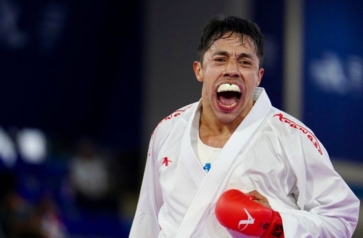 Guatemala logró su segunda medalla de oro en Karate modalidad kumite en los Juegos Centroamericanos y del Caribe Allan Maldonado tras ganar el oro en Karate modalidad kumite. Foto La Hora: COG