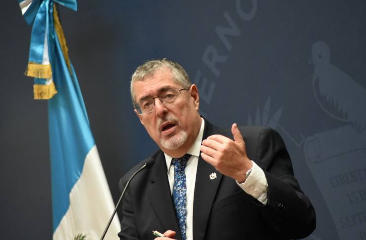 Presidente Bernardo Arévalo en conferencia de prensa este lunes 10 de agosto. Foto La Hora: José Orozco