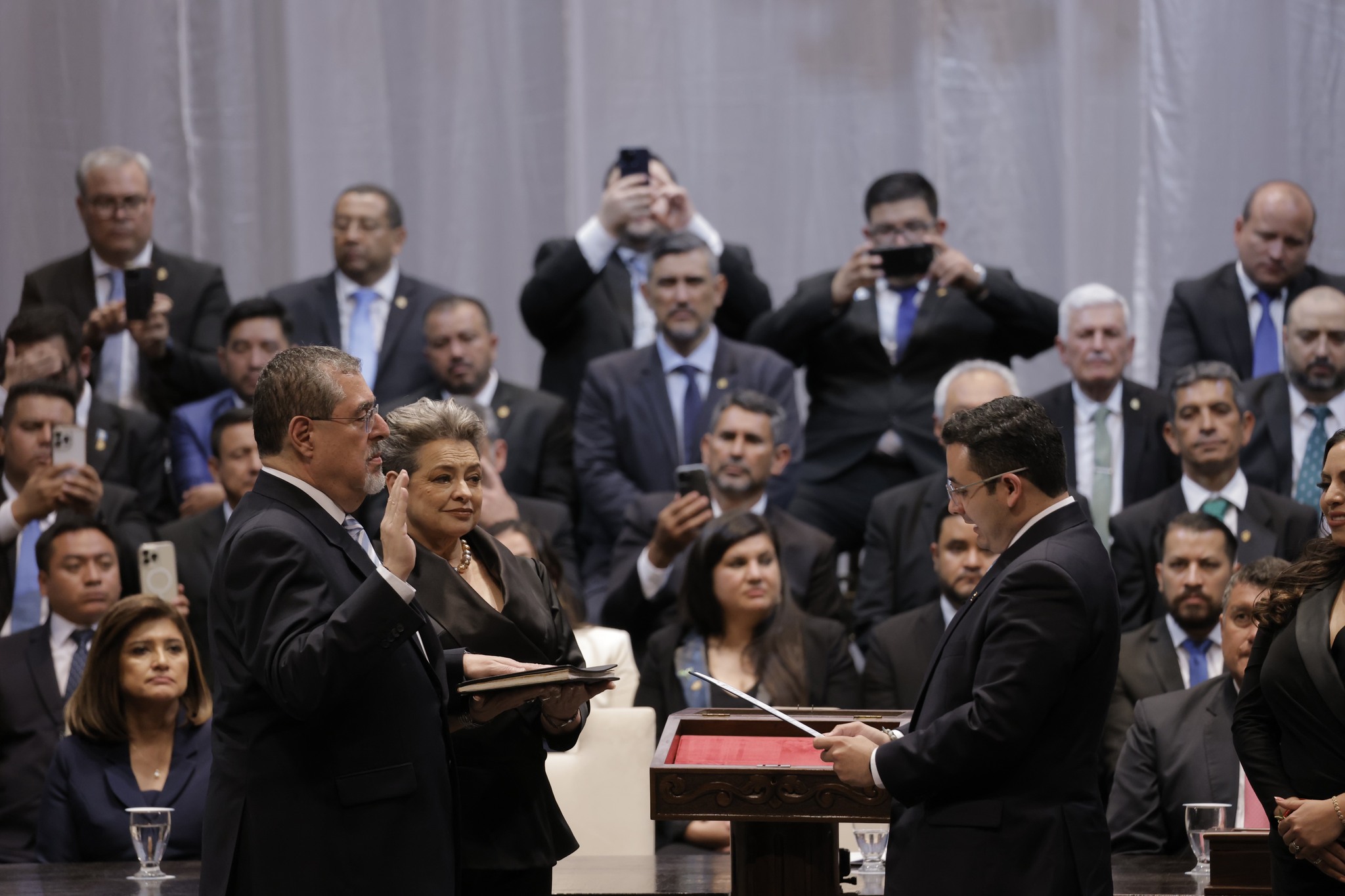 El diputado Samuel Pérez fue electo como presidente del Congreso de la República el 14 de enero de 2024 y luego la Corte de Constitucionalidad anuló esa votación. Foto La Hora: Gobierno de Guatemala.