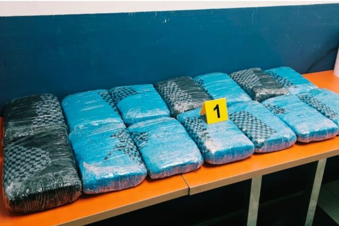 Artes LH (18) Vehículo de encomiendas es sorprendido cuando transportaba 14 paquetes con marihuana. Foto La Hora: PNC.