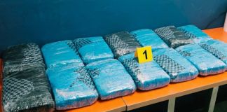 Vehículo de encomiendas es sorprendido cuando transportaba 14 paquetes con marihuana Vehículo de encomiendas es sorprendido cuando transportaba 14 paquetes con marihuana. Foto La Hora: PNC.