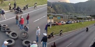 Manifestantes liberaron la Ruta al Pacífico (CA-9 Sur), en el kilómetro 37. Foto La Hora: El Observador.