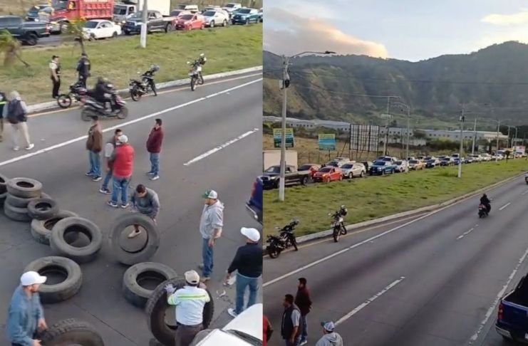 Manifestantes liberaron la Ruta al Pacífico (CA-9 Sur), en el kilómetro 37. Foto La Hora: El Observador.