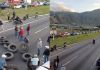 Manifestantes liberaron la Ruta al Pacífico (CA-9 Sur), en el kilómetro 37. Foto La Hora: El Observador.