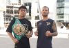 Lester Martínez y Luka Plantic protagonizaron su primer cara a cara en Los Ángeles, previo al combate. Foto La Hora: ProBoxTV.