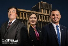 Teódulo Cifuentes, expresidente de la Corte Suprema de Justicia; Claudia Paredes, actual presidenta del Organismo Judicial y de la CSJ; y Emanuel Castañeda, secretario de la Corte.