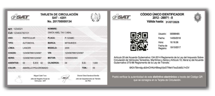 tarjeta de circulación 
