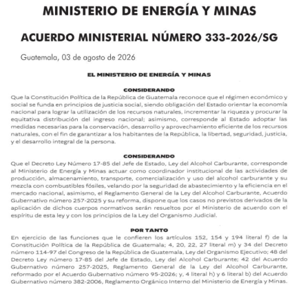 Acuerdo Ministerial 333-2026/SG. Foto La Hora: Captura de pantalla.