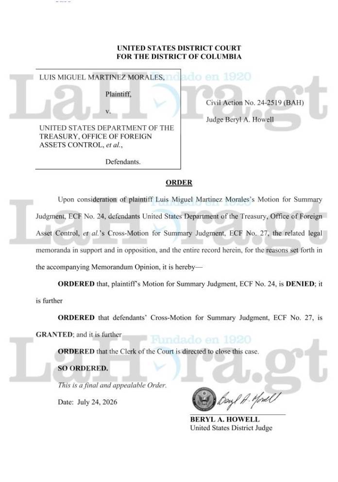 fallo jueza a favor del Tesoro