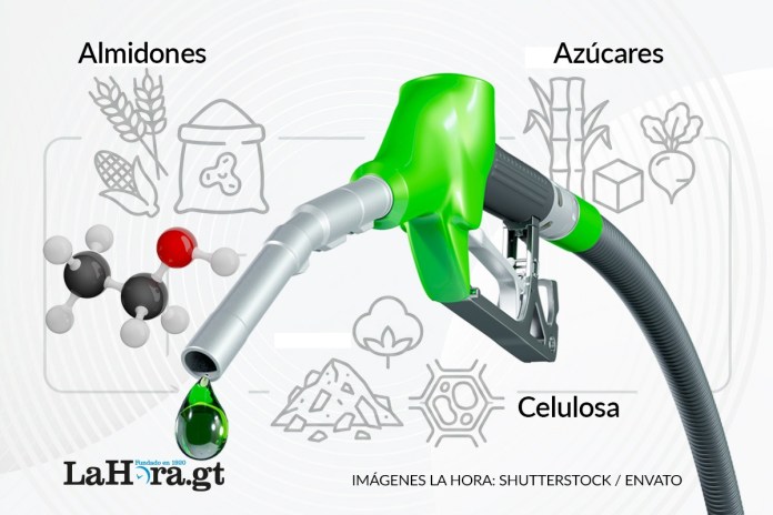 Representación de compuestos que integran el etanol E 10. Arte La Hora: Alejandro Ramírez