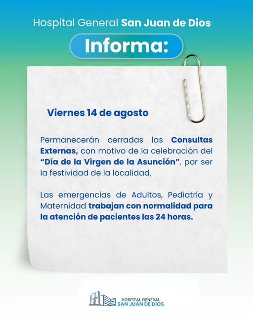 El Hospital San Juan de Dios informó por medio de un comunicado, en sus redes sociales. Foto La Hora: Redes Sociales, Hospital San Juan de Dios