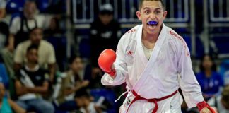 Pedropablo de la Roca, tras ganar medalla de oro de karate, modalidad kumite, de los Juegos Centroamericanos y del Caribe. Foto La Hora: COG