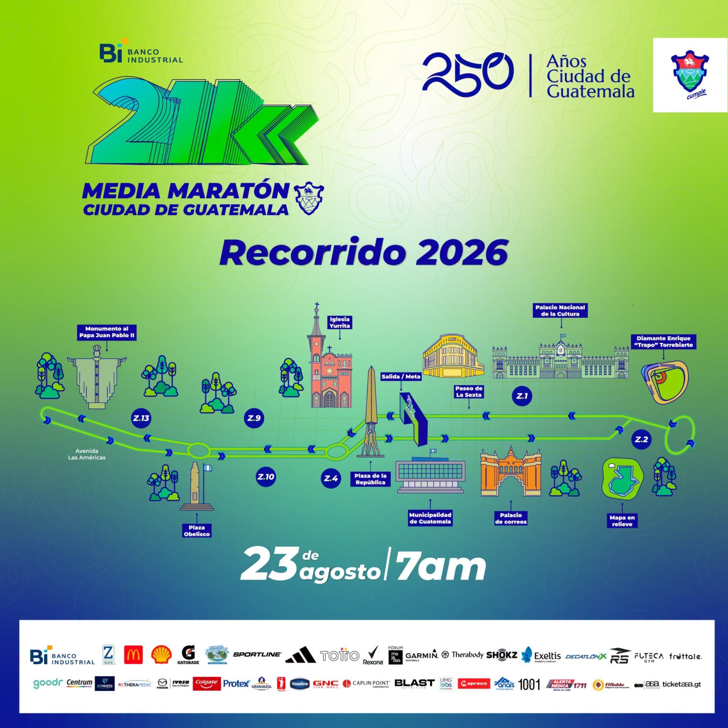 Recorrido de la 21K edición 2026.Foto: MuniGuate