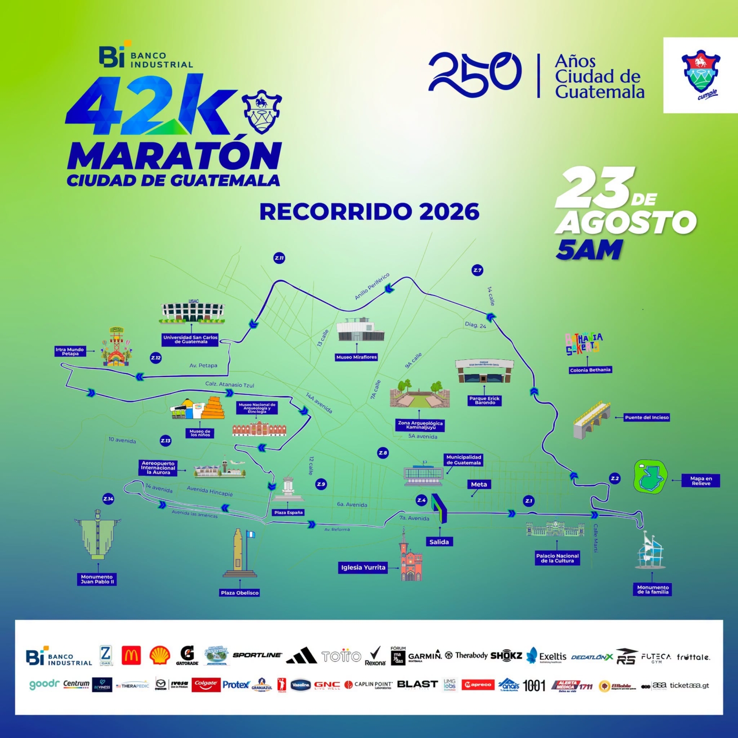 Recorrido de la 42K edición 2026.Foto: MuniGuate