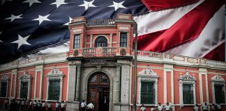 EE. UU. pone la mira en las elecciones de 2027 y alerta a magistrados del TSE por financiamiento electoral ilícito Tribunal Supremo Electoral y bandera de Estados Unidos. Foto La Hora