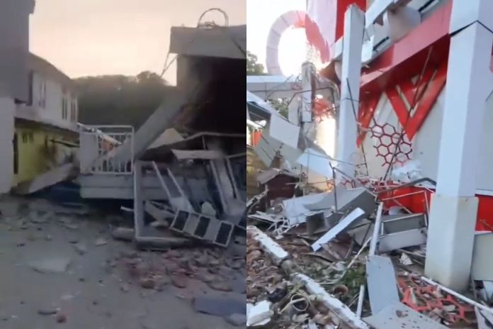 Edificios colapsados por terremoto de 7.7 en Indonesia. Foto La Hora: Captura de pantalla/ X: Disaster News