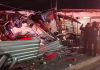 Un fuerte accidente ocurrió en Villa Nueva y dejó varios locales del mercado destruidos.