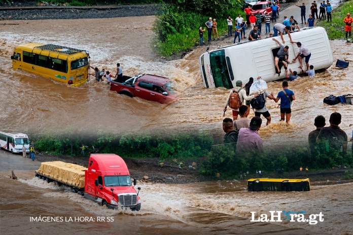 Vecinos de El Estor han documentado diversos ocurridos en el badén sobre el río Túnico, cuando su caudal aumenta.