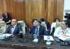 El subdirector de gestión de ANI, Marco Dubón, y el gerente general de Convía, Rafael Rojas, acuden a citación con el diputado Juan Carlos Rivera, por la autopista de Escuintla a Puerto Quetzal. Foto: La Hora