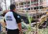 Dos personas resultaron heridas tras el colapso del entarimado de una obra en construcción en la zona 2 de la capital.