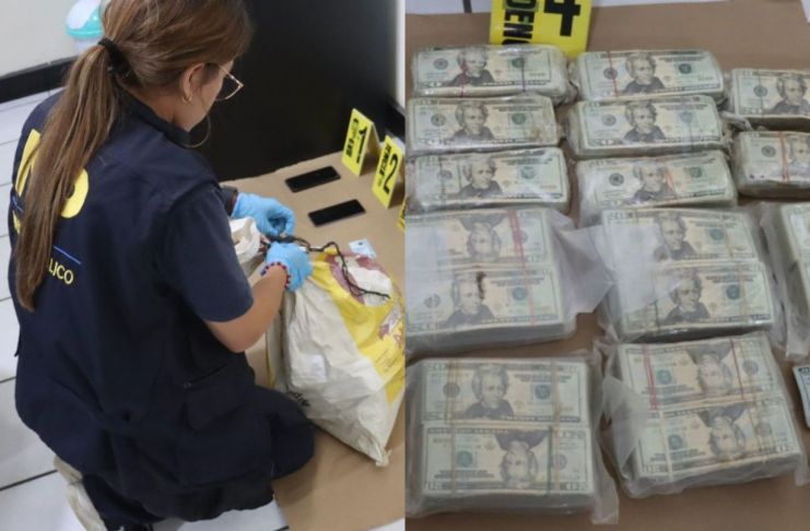 Dólares incautados en Chisec, Alta Verapaz.